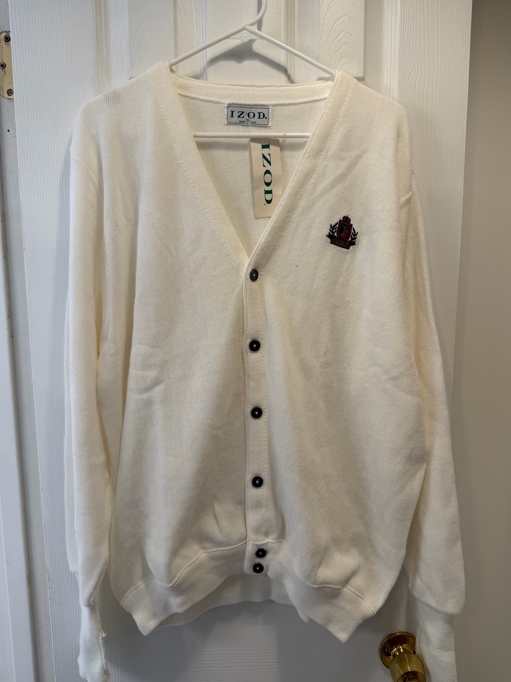 Vintage Izod Cream Cardigan Size XL NWT